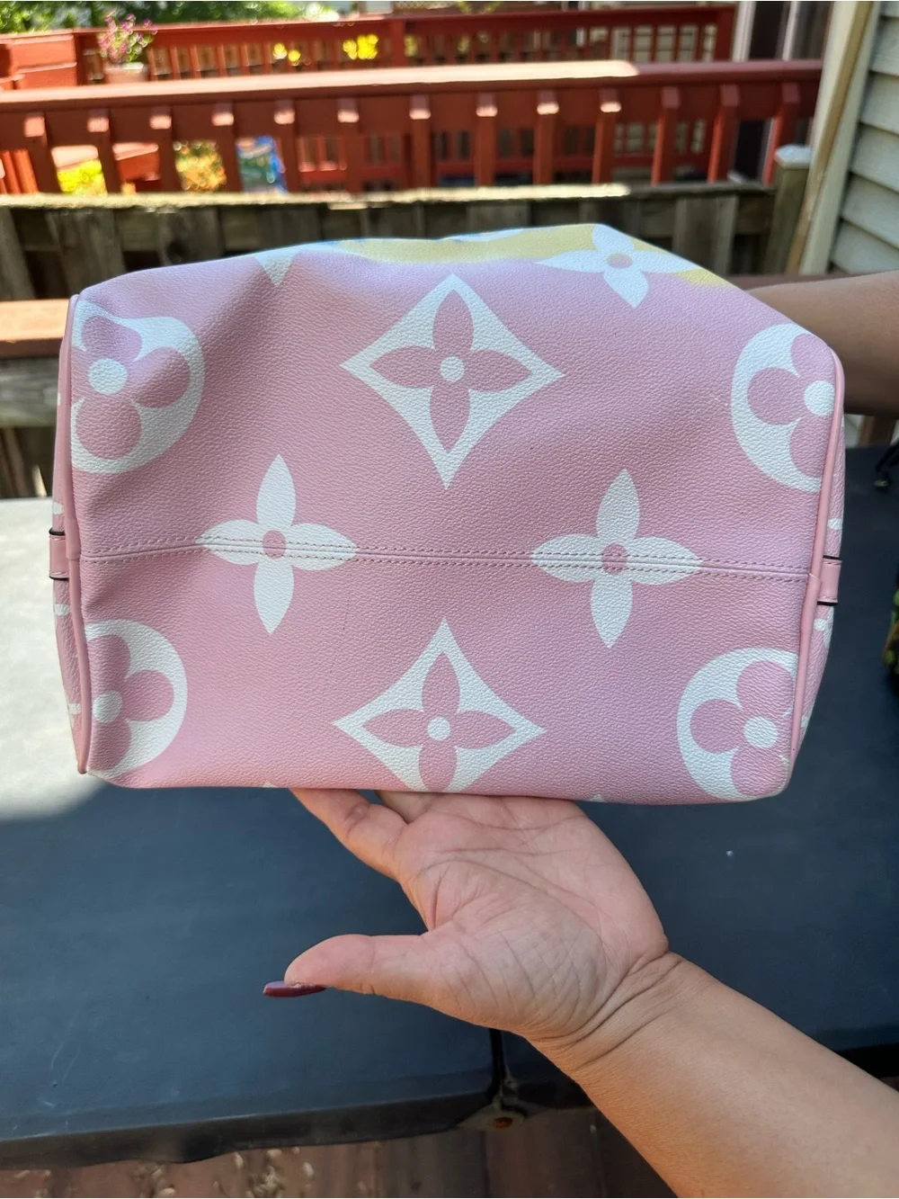 Pink Multi-Color Gradient Monogram Satchel - Picture 3 of 7